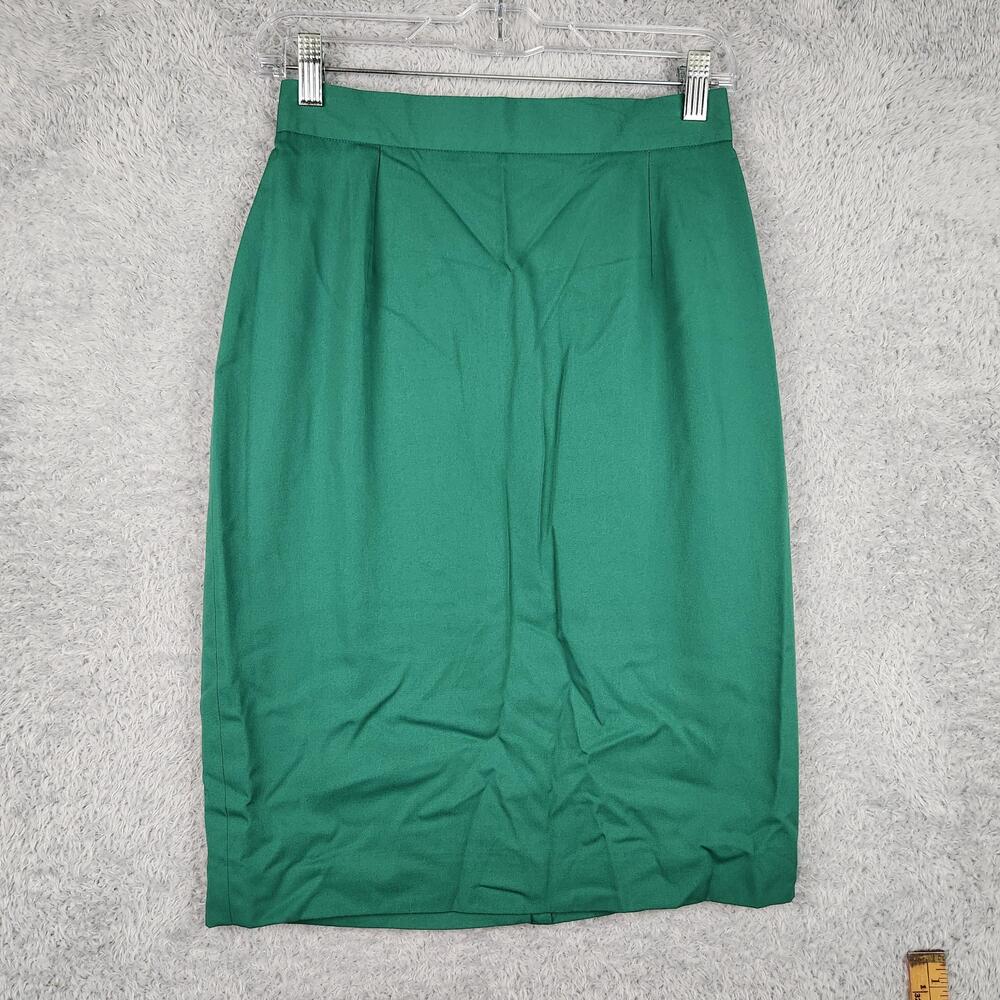 Vintage Apart Skirt Womens 8 Green Twill Pencil Lined High Waist USA 80s Earth